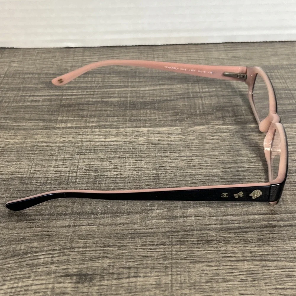 CHANEL Women's Glasses 3145 Authentic Made in Italy Black Pink Bow Rose Emblems - Picture 7 of 11